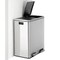 Silver Stainless Steel Dual Compartment Trash Can with Step-On Pedals and Soft Close